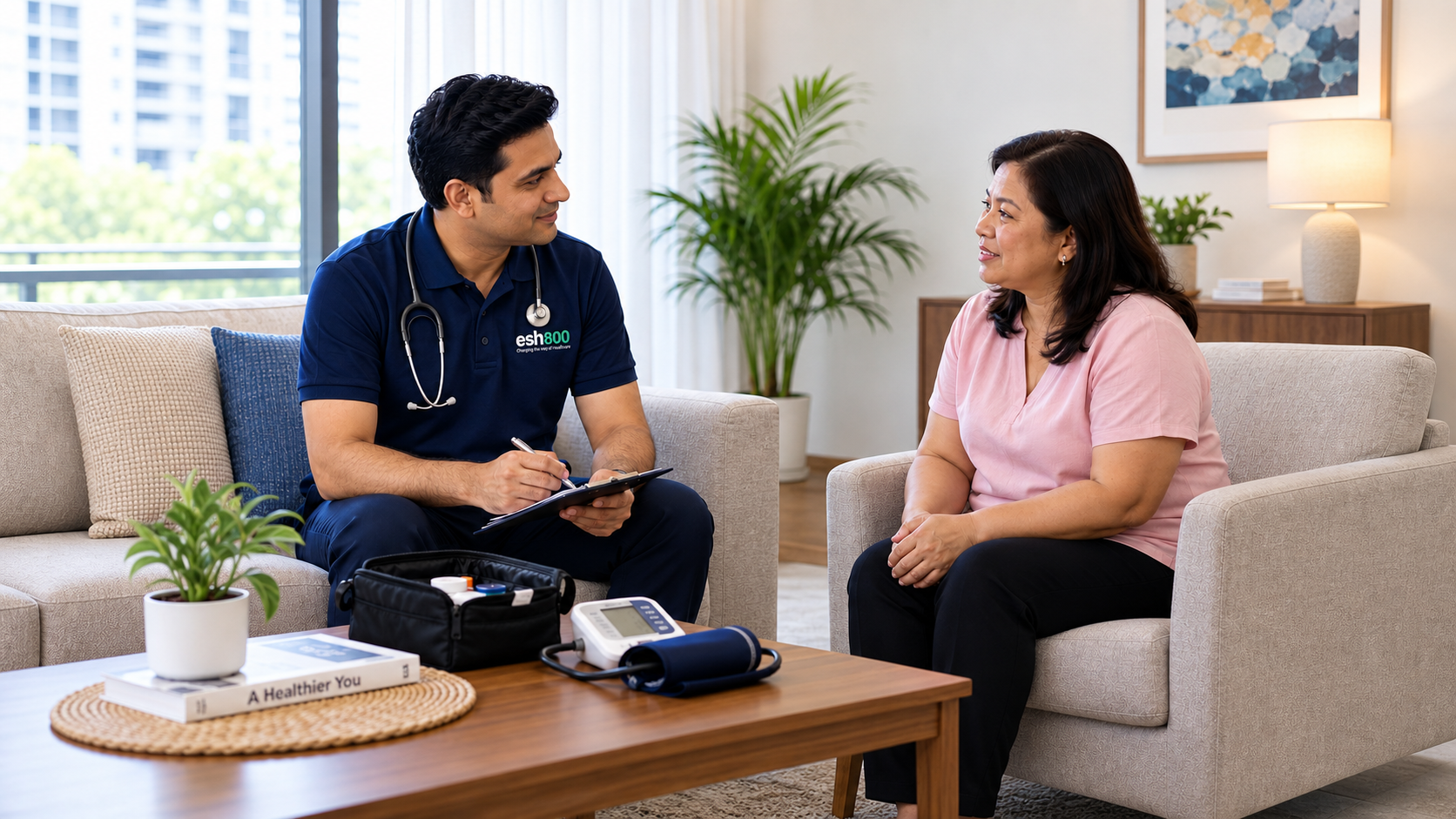 ESH800 doctor and nurse providing home healthcare in Dubai