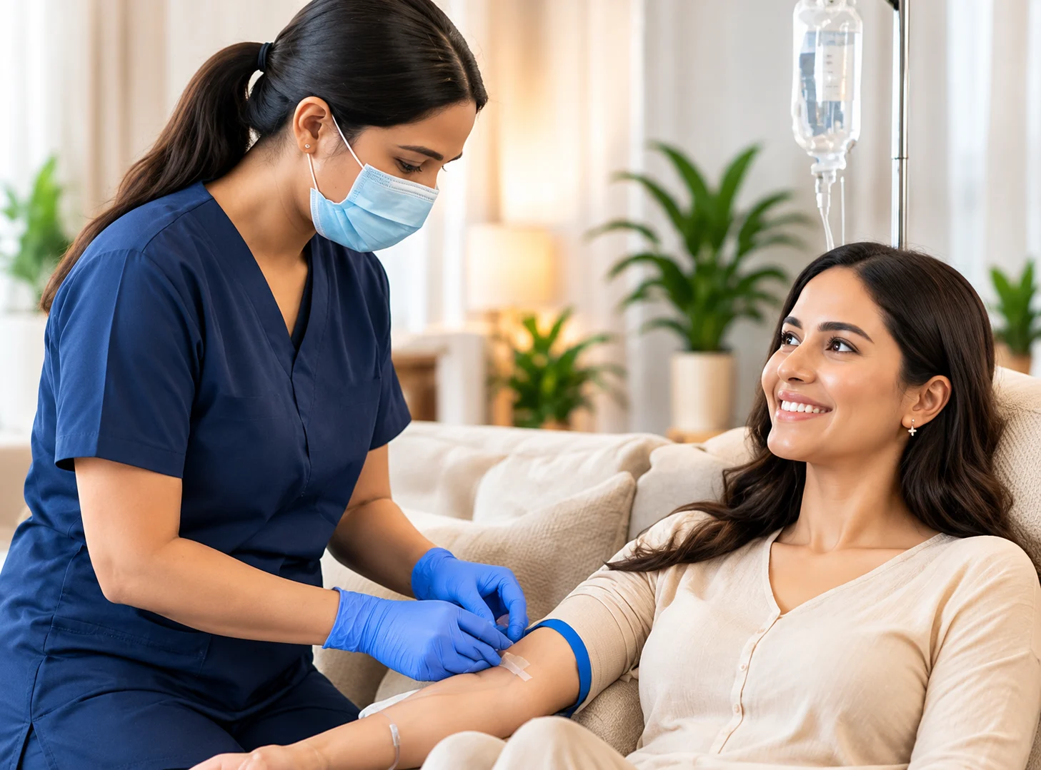 ESH800 nurse providing IV therapy at a patient’s home