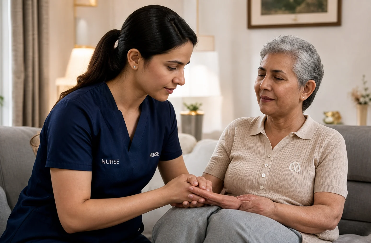 Physiotherapist helping an elderly patient with mobility