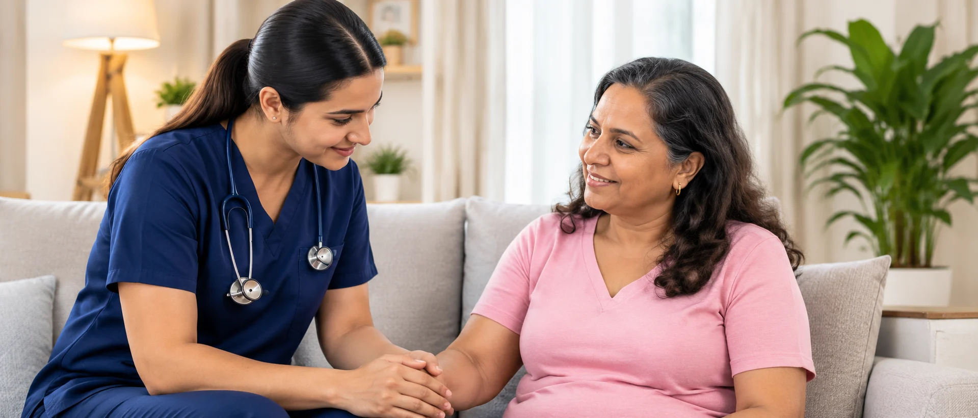 Nurse supporting a patient with pain relief care