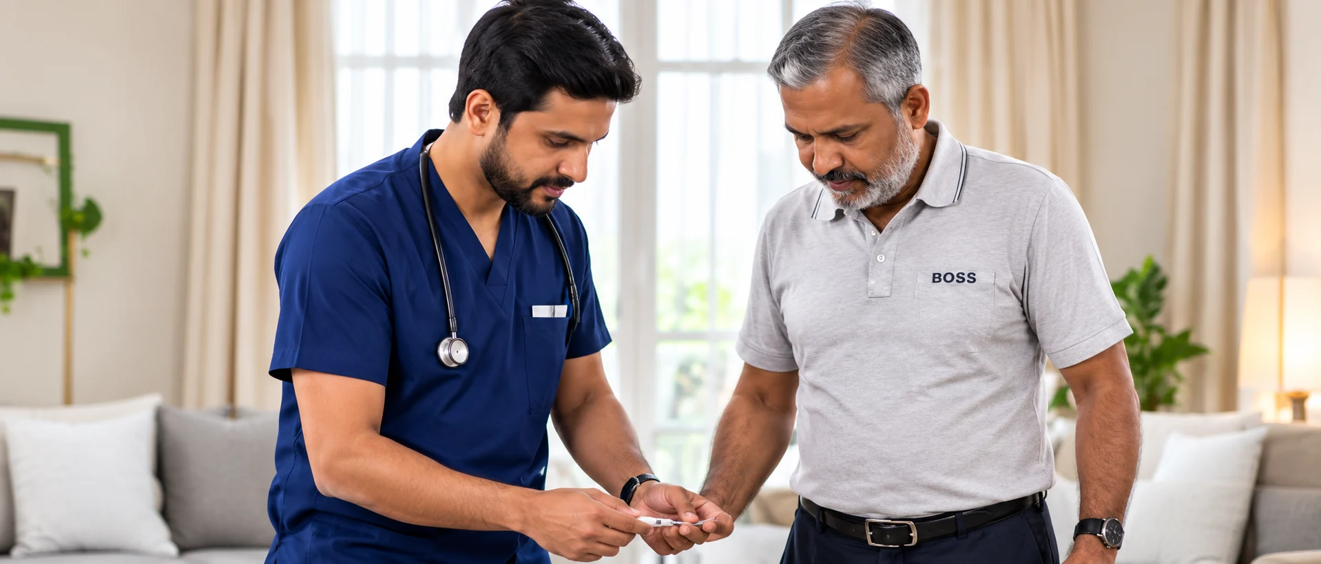 Nurse assisting a patient with walking
