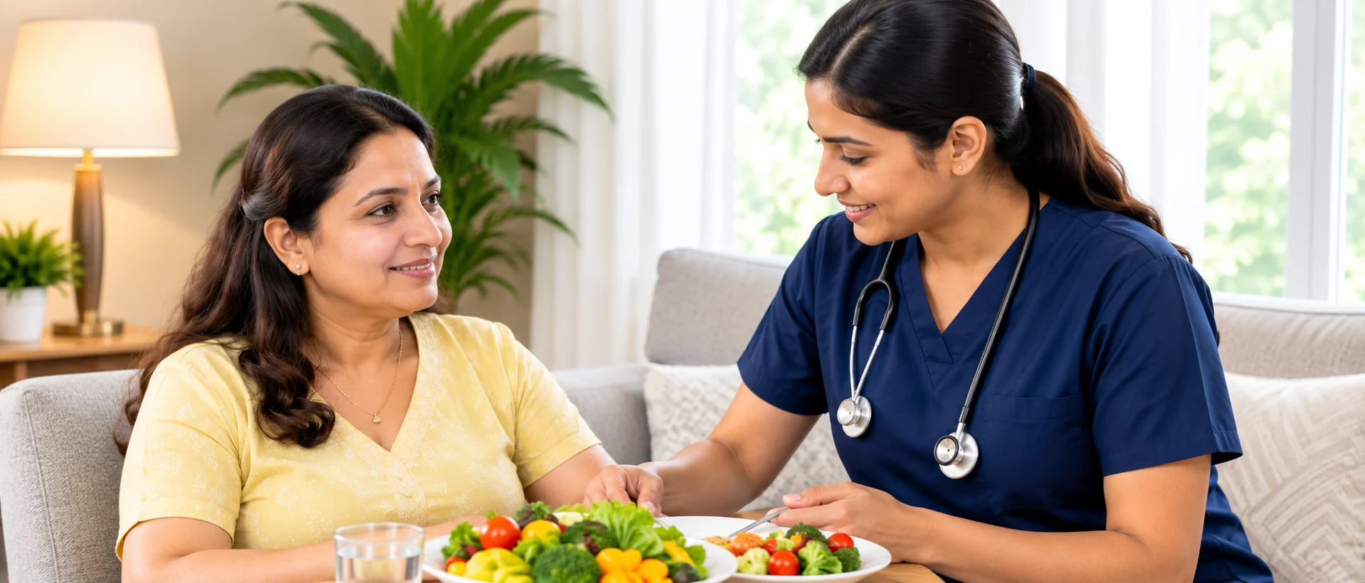 Nurse giving nutrition guidance to a patient